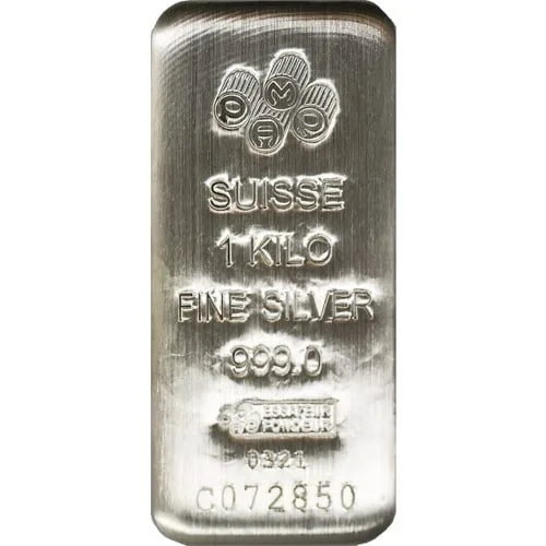 1 Kilo PAMP Suisse Silver Bar (New, Cast w/ Assay)