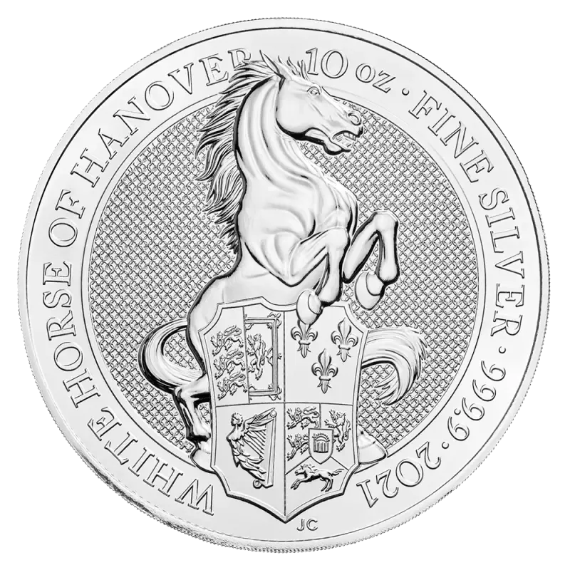 10 oz Queen’s Beasts White Horse of Hanover Silver Coin | 2021