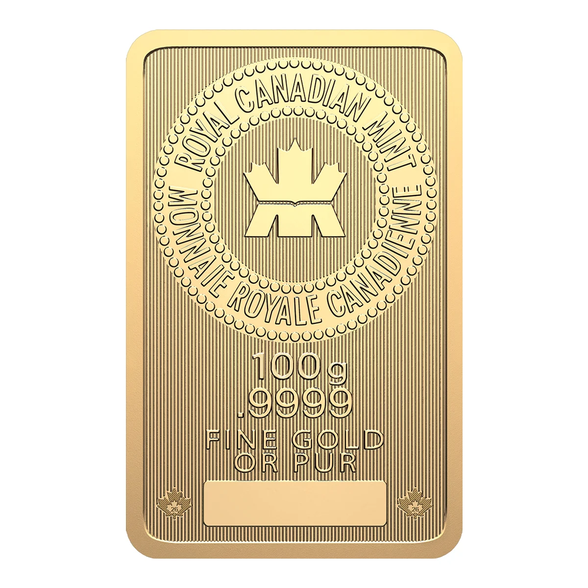 100 g Royal Canadian Mint Gold Bar | 2026