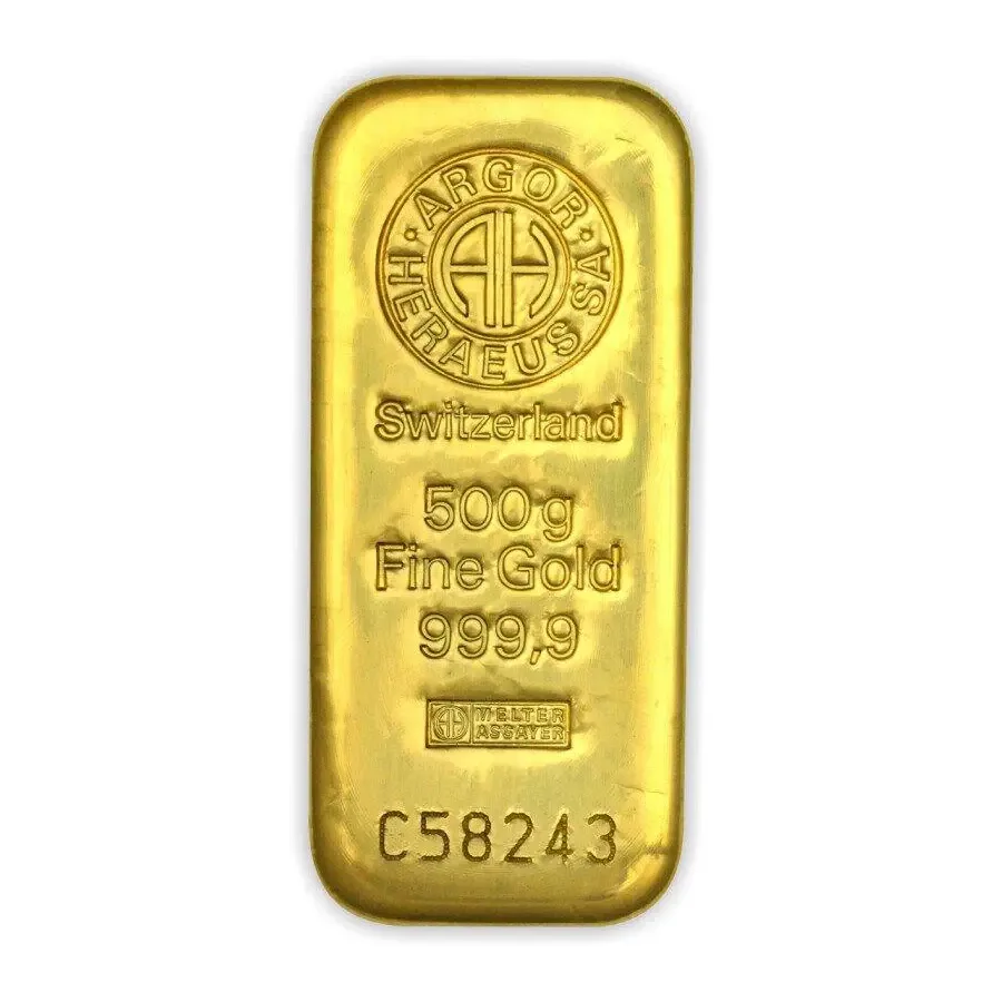 500g Gold Bar | Argor Heraeus | Casted