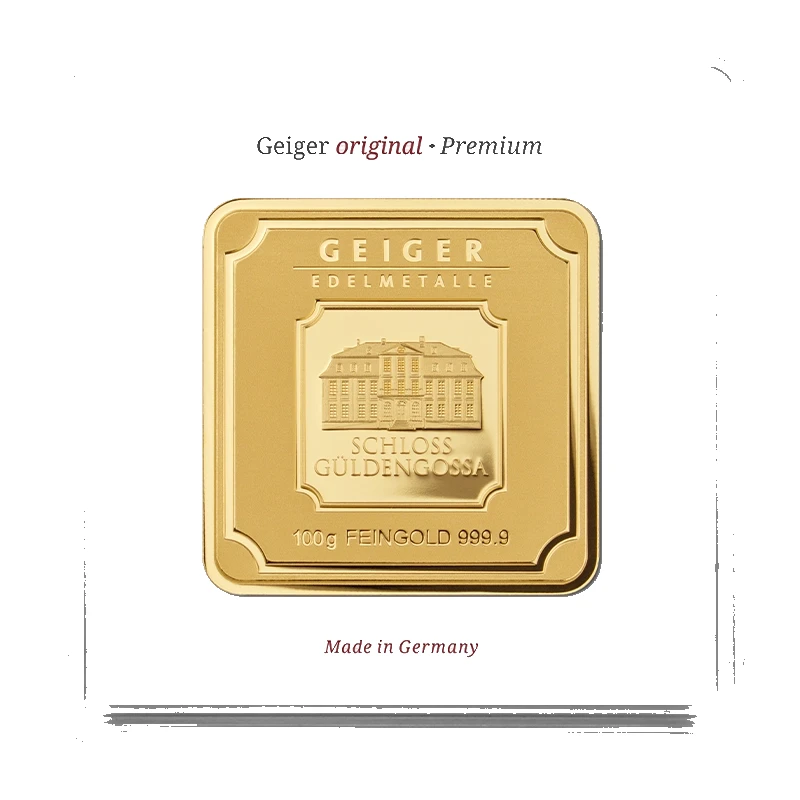 100g Geiger Original Square Gold Bar