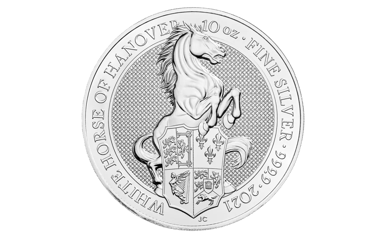 10 oz Queen’s Beasts White Horse of Hanover Silver Coin (2021)