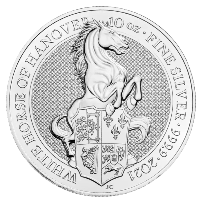 10 oz Queen’s Beasts White Horse of Hanover Silver Coin (2021)