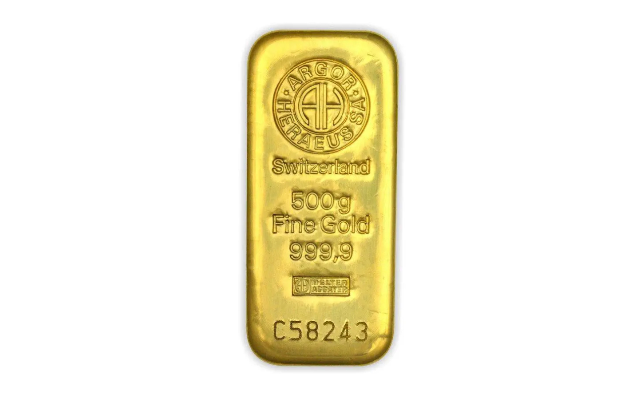 500g Gold Bar | Argor Heraeus | Casted