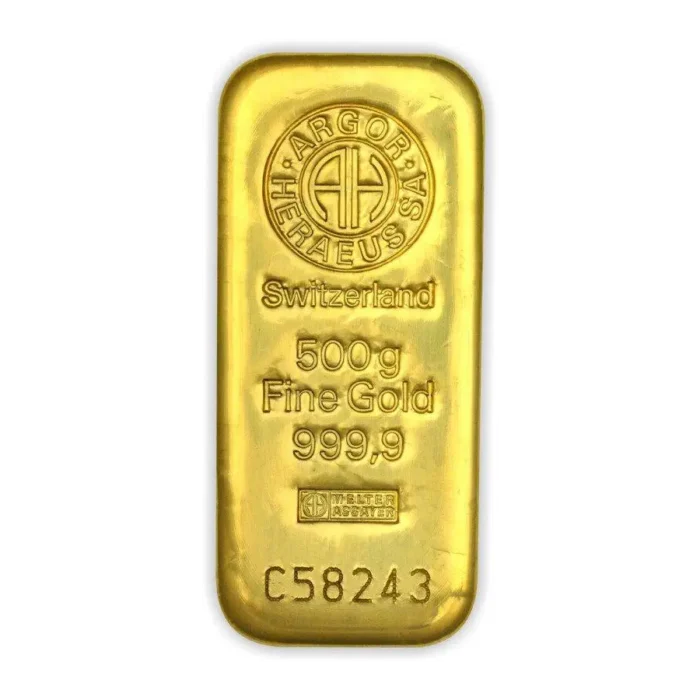 500g Gold Bar | Argor Heraeus | Casted