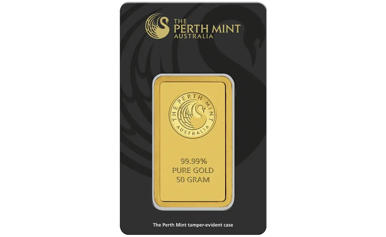 50g Gold Bullion | Perth Mint Gold Bar with Certificate