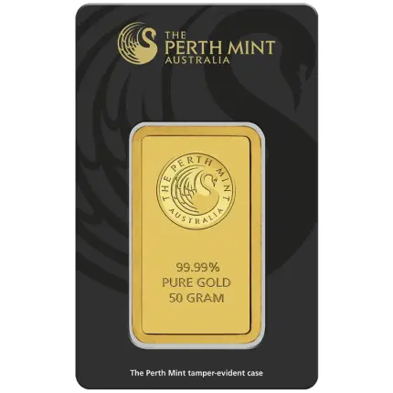 50g Gold Bullion | Perth Mint Gold Bar with Certificate