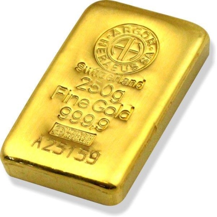 250g Gold Bar | Argor Heraeus | Casted