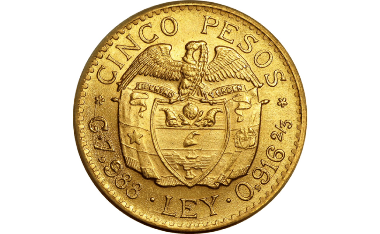 5 Pesos Colombia Simon Bolivar Gold Coin | 1919-1930