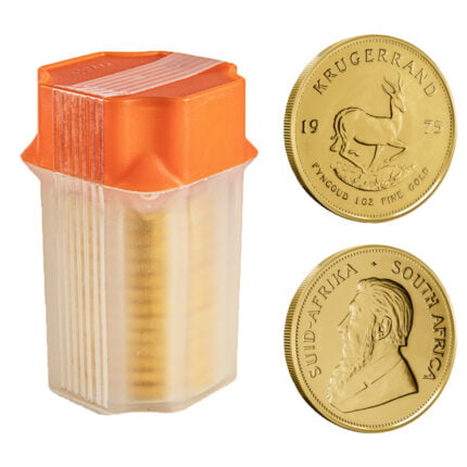 1 oz South African Gold Krugerrand Tube (Random Year, 10 Coins)