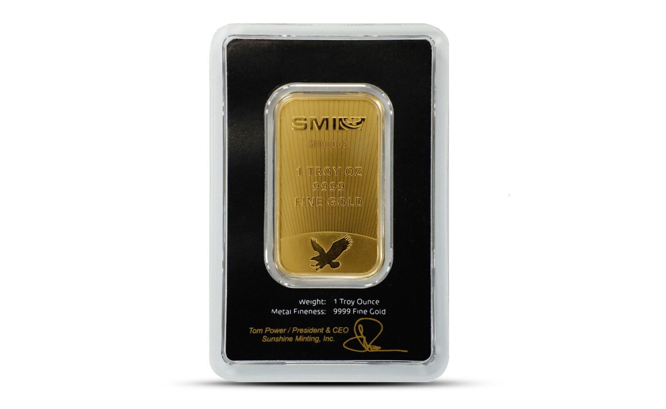 1 oz Sunshine Mercury Gold Bar