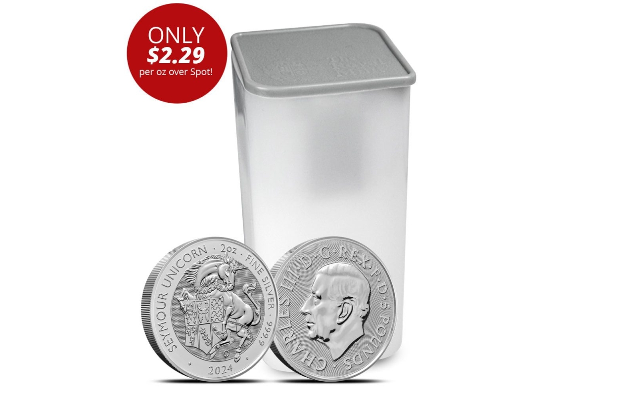2024 2 oz British Silver Tudor Beasts Seymour Unicorn Tube