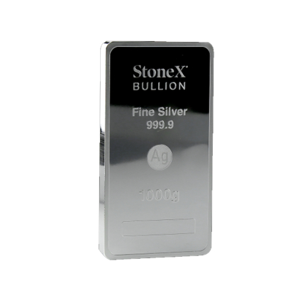 1 kilo silver coin bar Stonex with slight damage
