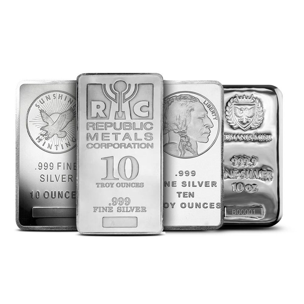 10-oz-silver-bar-varied-condition-any-mint 10 oz Silver Bar (Varied Condition, Any Mint) - Image 1