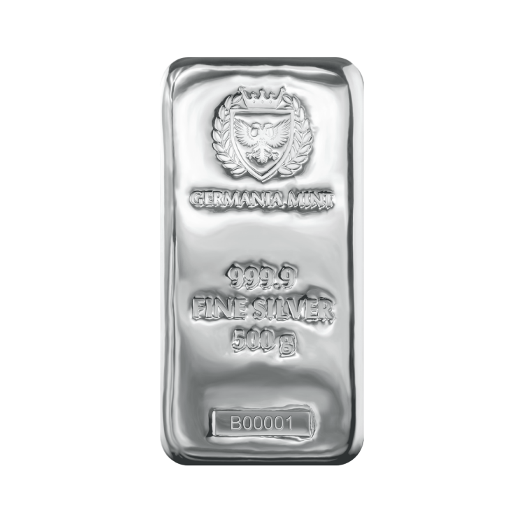 500g-germania-mint-silver-bar 500g Germania Mint Silver Bar - Image 1