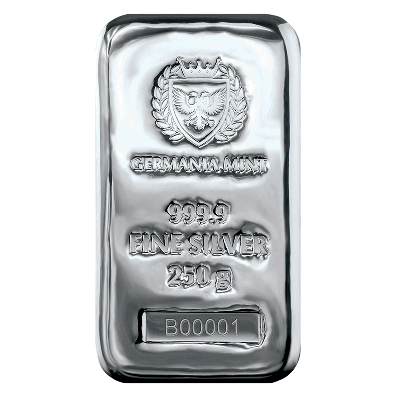 germania-mint-250g-cast-silver-bar.png Germania Mint 250g Cast Silver Bar - Image 1